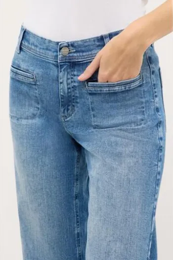ANGELS Culotte-Jeans Linn Smart bleached blue used Relaxed Fit