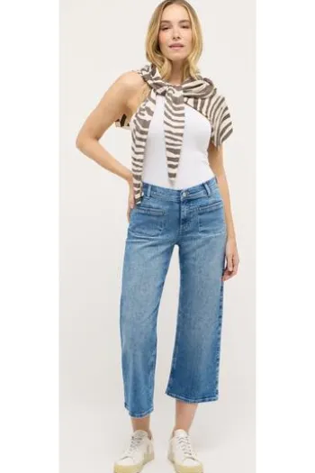 ANGELS Culotte-Jeans Linn Smart bleached blue used Relaxed Fit