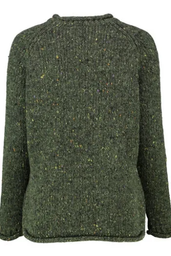 ARAN Pullover oliv im typischen Irland Aran Strick