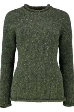 ARAN Pullover oliv im typischen Irland Aran Strick