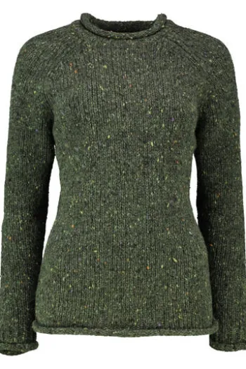 ARAN Pullover oliv im typischen Irland Aran Strick