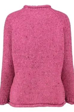 ARAN Pullover pink aus Donegal- Tweedgarn