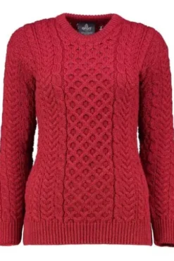ARAN Pullover rot im typischen Irland Strick