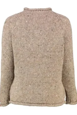 ARAN Pullover taupe aus Donegal-Tweedgarn