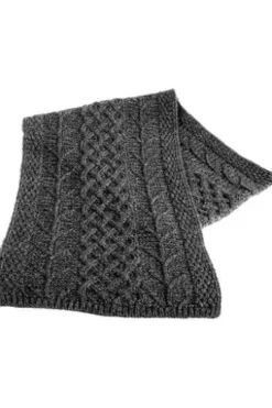 ARAN Schal anthrazit Merinowolle Supersoft