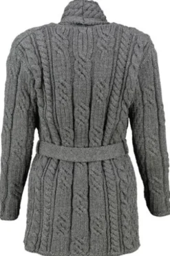 ARAN Strickjacke anthrazit in supersofter Merinowolle