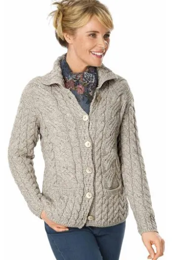 ARAN Strickjacke beige im typischen Irland Aran Strick