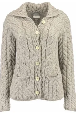 ARAN Strickjacke beige im typischen Irland Aran Strick