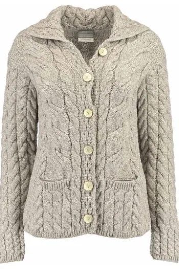 ARAN Strickjacke beige im typischen Irland Aran Strick
