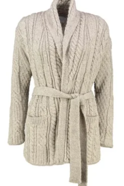 ARAN Strickjacke beige in supersofter Merinowolle
