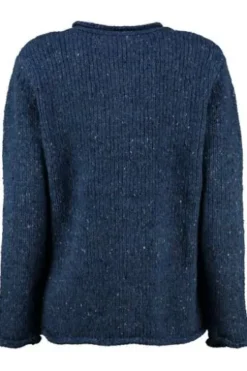 ARAN Strickjacke blau aus Donegal- Tweedgarn