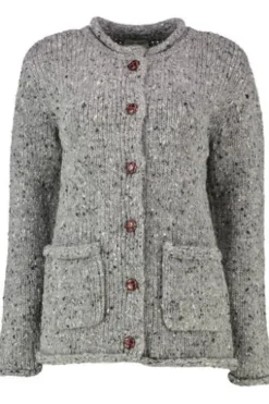 ARAN Strickjacke grau aus Donegal-Tweedgarn