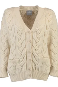 ARAN Strickjacke Hellblau in super softer Merinowolle