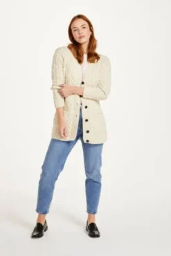 ARAN Strickjacke natur im typischen Irland Aran Strick