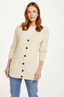 ARAN Strickjacke natur im typischen Irland Aran Strick