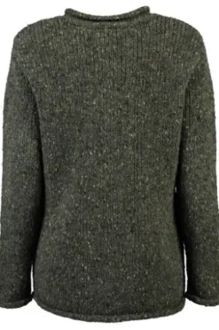 ARAN Strickjacke oliv im typischen Irland Aran Strick