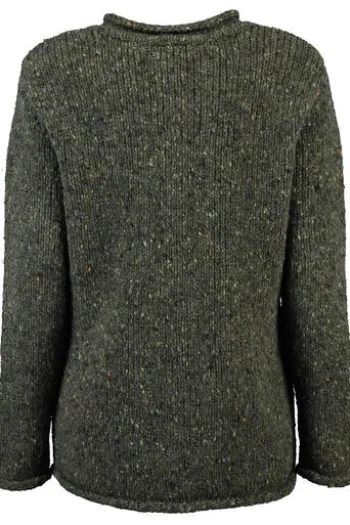 ARAN Strickjacke oliv im typischen Irland Aran Strick