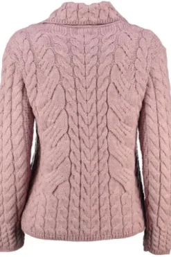 ARAN Strickjacke rosé im typischen Irland Aran Strick