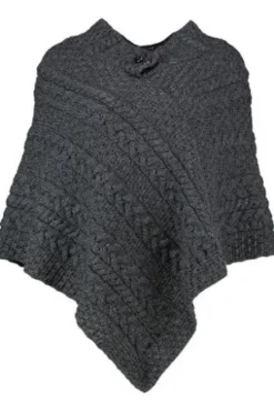 ARAN Strickponcho anthrazit aus Irland im typischem Aran-Strick