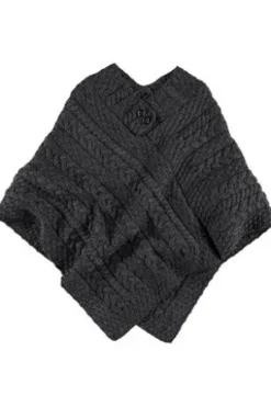 ARAN Strickponcho anthrazit aus Irland im typischem Aran-Strick