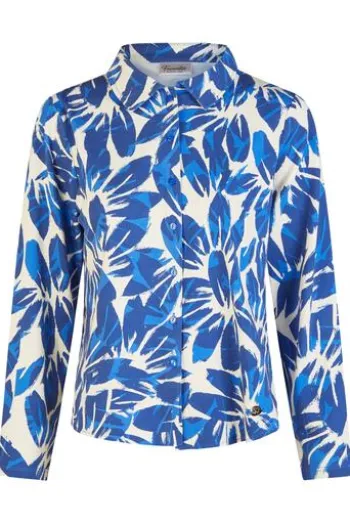 BARBARA LEBEK Jersey-Bluse ocean blue gemustert Langarm