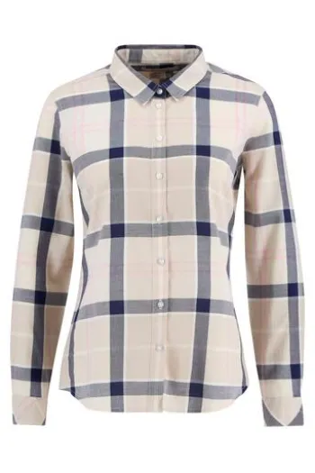 BARBOUR Bluse Bredon Check cherry blossom tartan-rosa kariert Langarm
