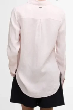 BARBOUR Leinen-Bluse rosa Langarm
