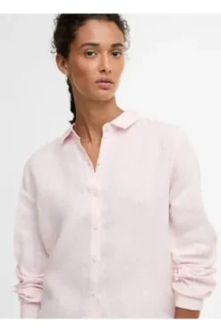 BARBOUR Leinen-Bluse rosa Langarm