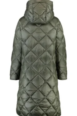 BARBOUR Stepp-Mantel Sandyfort oliv mit klassischem Tartan Karo in der Kapuze