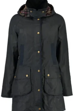 BARBOUR Wachsjacke Bower navy mit klassischem Cord-Kragen