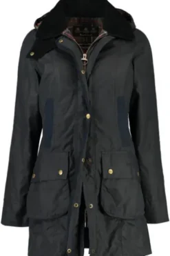 BARBOUR Wachsjacke Bower navy mit klassischem Cord-Kragen