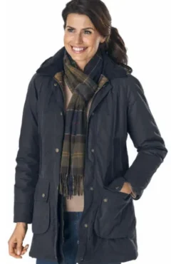 BARBOUR Wachsjacke Bower navy mit klassischem Cord-Kragen