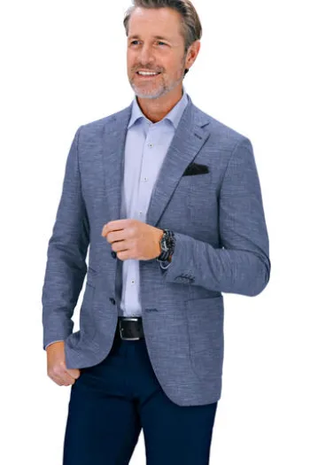 BENVENUTO Sakko mit Leinen blau