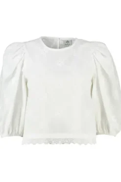 BERWIN Bluse weiß 3/4-Arm mit allover Lochstickerei