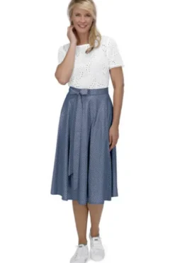 BERWIN Bluse weiß mit Ton-in Ton Stickerei
