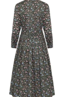 BERWIN Kleid olivgrün geblümt