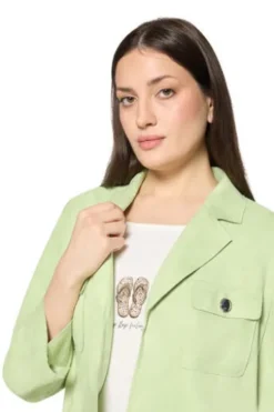 BETTY BARCLAY Blazer-Jacke green 3/4-Arm in Velours-Optik