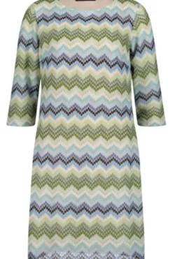 BETTY BARCLAY Kleid green/blue gemustert 3/4-Arm im Zickzack Dessin