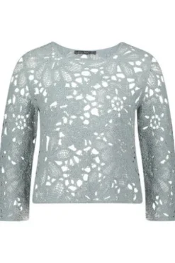 BETTY BARCLAY Pullover mint 3/4-Arm im floralen Ajourstrick