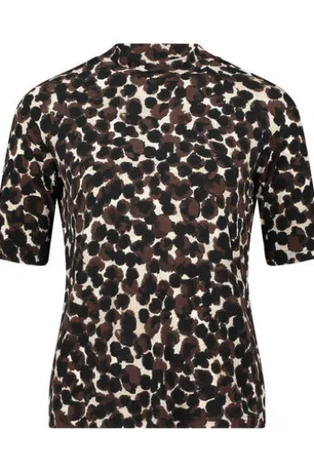 BETTY BARCLAY Shirt brown/beige gepunktet Kurzarm
