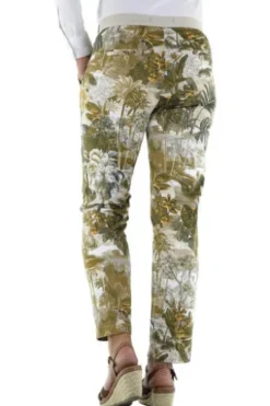 BRAX 7/8 Druckhose Maron khaki mit Palmenmuster