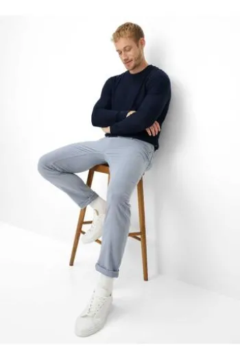 BRAX Five Pocket Baumwoll Hose Chuck smoke blue gemustert Modern Fit