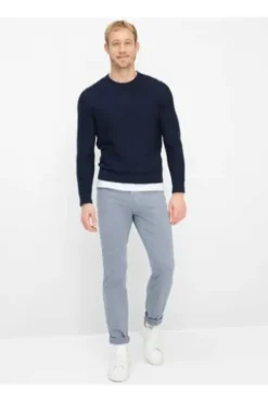 BRAX Five Pocket Baumwoll Hose Chuck smoke blue gemustert Modern Fit