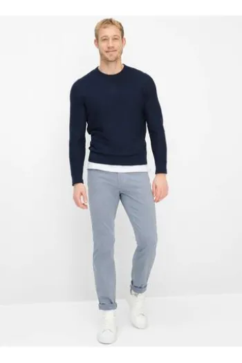 BRAX Five Pocket Baumwoll Hose Chuck smoke blue gemustert Modern Fit