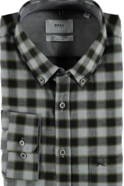 BRAX Flanell-Hemd Dries Butto-Down Modern Fit oliv
