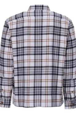 BRAX Flanell Hemd Kay grau kariert Modern Fit Langarm