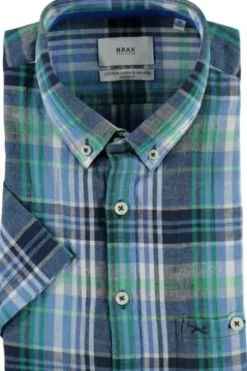 BRAX Hemd balance kariert Modern Fit Kurzarm