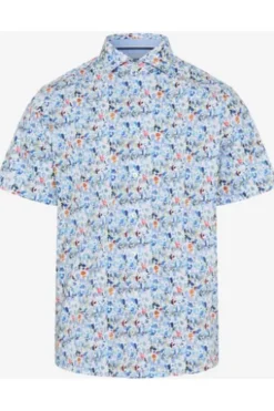 BRAX Hemd cove gemustert Modern Fit Kurzarm
