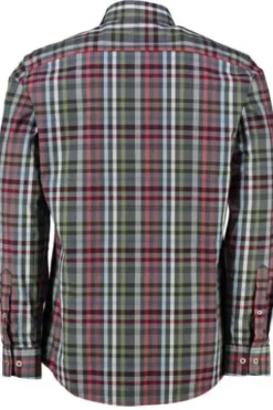 BRAX Hemd Daniel blau/rot kariert Modern Fit Langarm Button-Down
