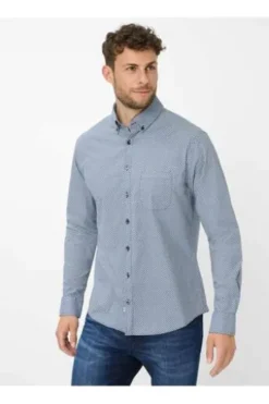 BRAX Hemd Daniel P baltic gemustert Modern Fit Langarm